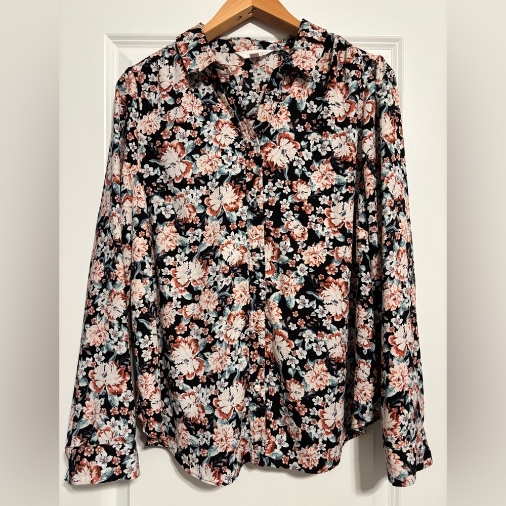 LC Lauren‎ Conrad Floral Button Front Shirt 0X